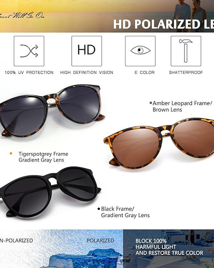 CHBP Sunglasses Womens Men Polarized UV Protection Trendy Vintage Retro Round Mirrored Lens Sunglasses For Women