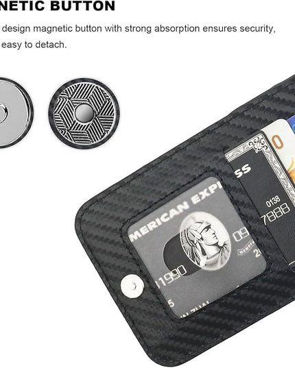 KIHUWEY Compatible with iPhone 13 Pro Max Case Wallet with Credit Card Holder, Premium Leather Magnetic Clasp Kickstand Heavy Duty Protective Cover for iPhone 13 Pro Max 6.7 Inch (Carbon Black)