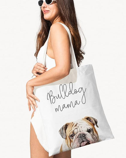 Dog Mama Canvas Tote Bag for Women, Dogs Lover Gift for Dog Mom, Birthday Christmas Cute Rottweiler Gifts For Women.