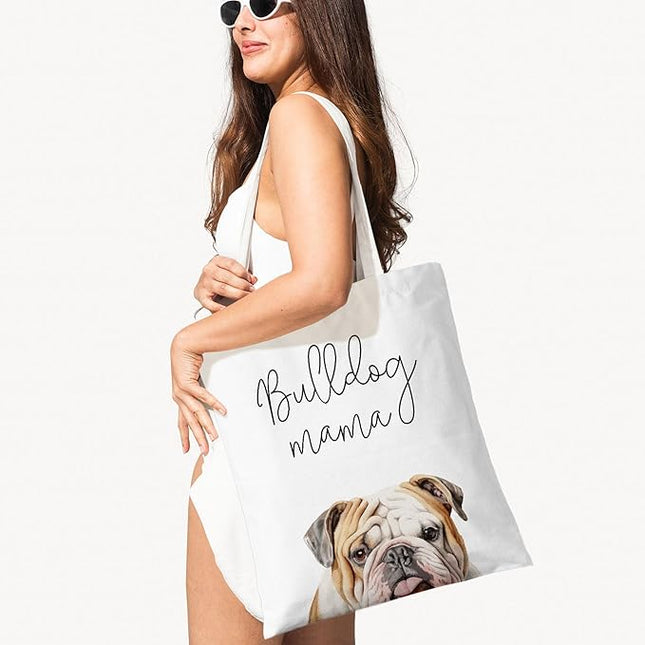 Dog Mama Canvas Tote Bag for Women, Dogs Lover Gift for Dog Mom, Birthday Christmas Cute Rottweiler Gifts For Women.