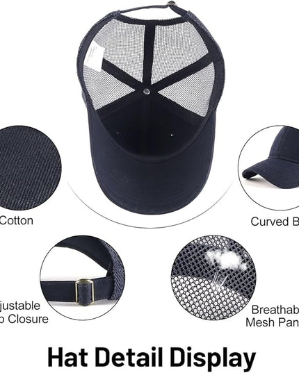Zylioo XL XXL Oversize Baseball Cap, 100% Cotton Adjustable Dad Hat for Big Heads 23.5"-25.5", Soft Crown Large Size Cap