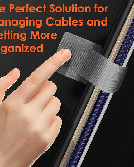 Cable Management Under Desk Cord Organizer, Cable Organizers for Cords, Hook and Loop Cable Ties, Adhesive Wire Straps, Reusable Cord Holder for Electronics & PC, Home & Office Essentials (40)
