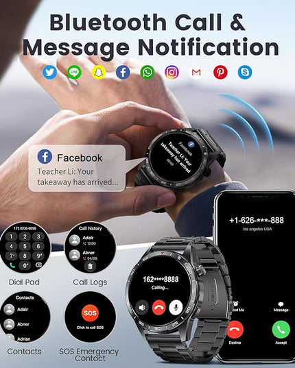 SUNKTA Smart Watch for Men,Answer/Make Calls,1.43'' AMOLED,IP68 Waterproof,110+ Sports Modes Fitness Watch with Sleep Monitor/SpO2/Heart Rate/Pedometer Rugged Outdoor Smartwatch 2 Straps