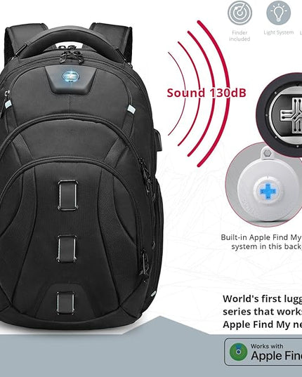 Swissdigital Design Men's Laptop Backpack, TSA Friendly USB Charging RFID Protection Backpack for College and Business, Fits 17" Laptops Black | SD1644FB-01