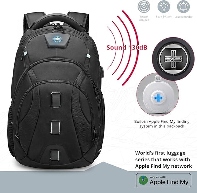 Swissdigital Design Men's Laptop Backpack, TSA Friendly USB Charging RFID Protection Backpack for College and Business, Fits 17" Laptops Black | SD1644FB-01