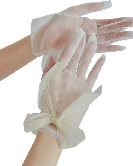 Sahabowi Satin Gloves Formal Bridal Banquet Party Wedding Opera Solid Colorful Mitten For Women