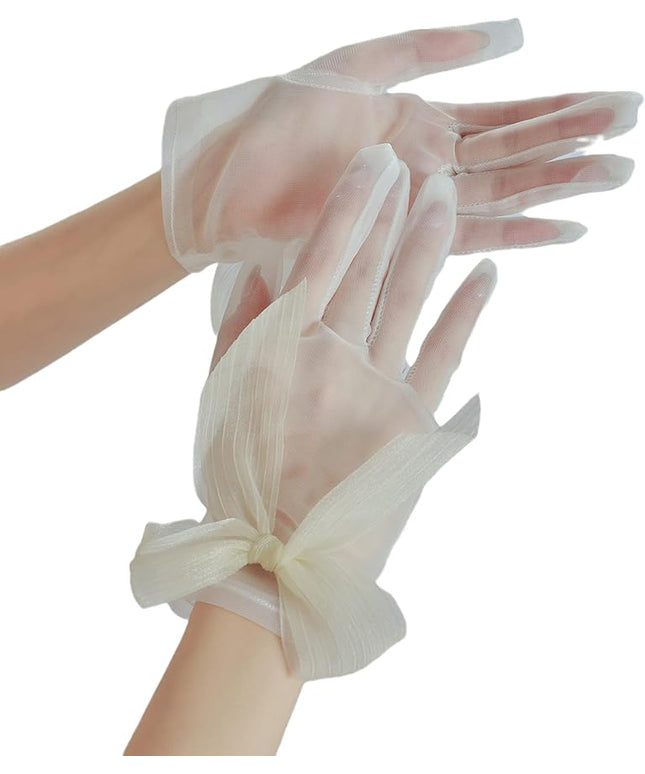 Sahabowi Satin Gloves Formal Bridal Banquet Party Wedding Opera Solid Colorful Mitten For Women