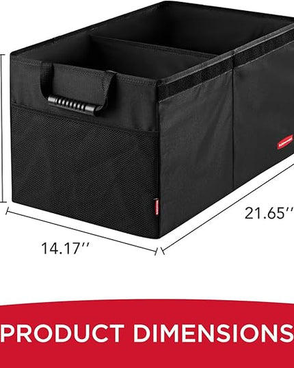 Rubbermaid Car Organizer, Collapsible Trunk Organizer, Multi-Compartment Car Storage Organization for Car Accessories, 2 Compartments With Cover, 21.65"*14.17"*12.2"