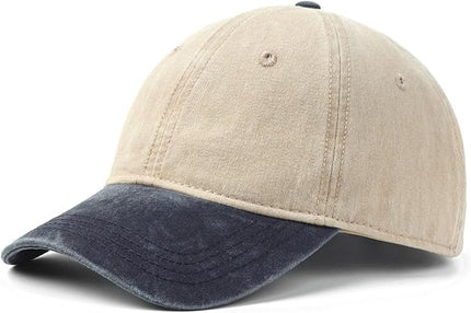 XXL Oversize Washed Denim Baseball Cap,Low Profile Jean Sports Cap for Big Heads 23.5"-25.5",Large Pigment Dyed Dad Hat