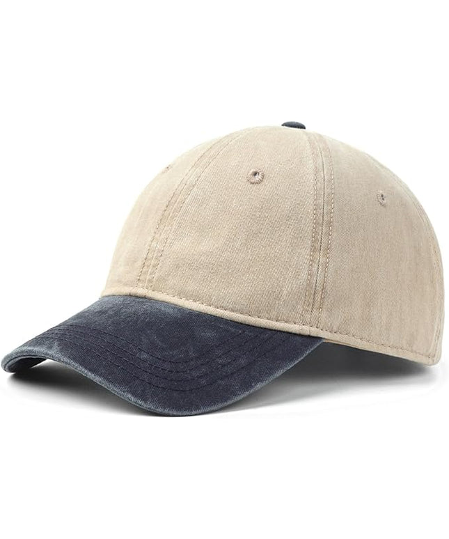 XXL Oversize Washed Denim Baseball Cap,Low Profile Jean Sports Cap for Big Heads 23.5"-25.5",Large Pigment Dyed Dad Hat