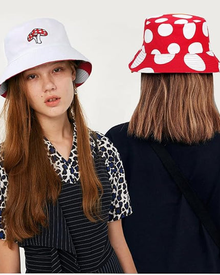 Malaxlx Unisex Bucket Hat Beach Sun Hat Aesthetic Fishing Hat for Men Women Teens, Reversible Double-Side-Wear