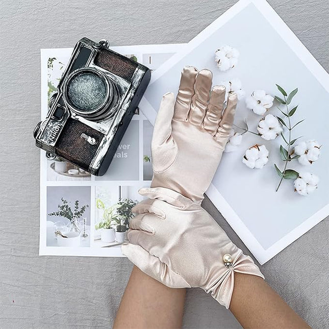 Satin Wedding Dress for Women Opera Party 1920s Gloves Wrist Length Gloves
