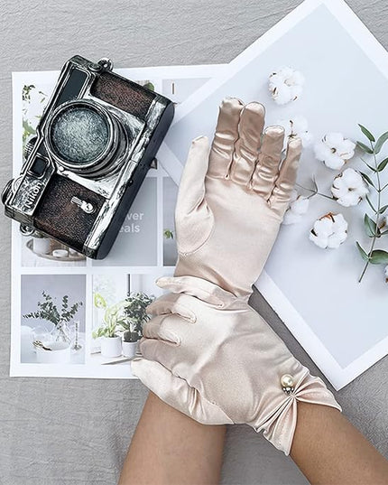 Satin Wedding Dress for Women Opera Party 1920s Gloves Wrist Length Gloves