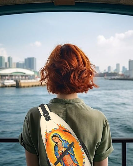 Our Lady of Guadalupe Sling Bag Crossbody Bags Clovers Chest Bag for Travel Hiking for Men Women Flower Mary 5