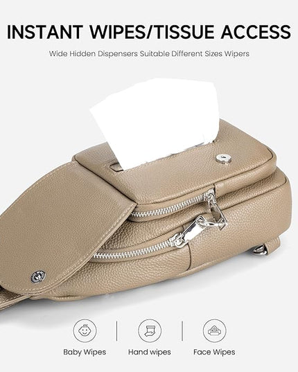 befen Anti Theft Genuine Leather Sling Bag for Women RFID Small Crossbody Bag Chest Bag Leather Fanny Packs for Travel