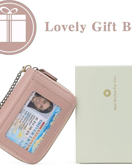 GOIACII Small Genuine Leather Wallet for Women, RFID Blocking Credit Card Holder Wallet