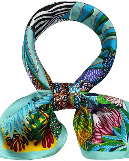 ANDANTINO 100% Real Mulberry Silk Scarf -21'' x 21''- Lightweight Neckerchief –Women Men Small Square Digital Printed Scarves