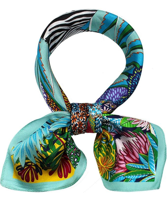 ANDANTINO 100% Real Mulberry Silk Scarf -21'' x 21''- Lightweight Neckerchief –Women Men Small Square Digital Printed Scarves