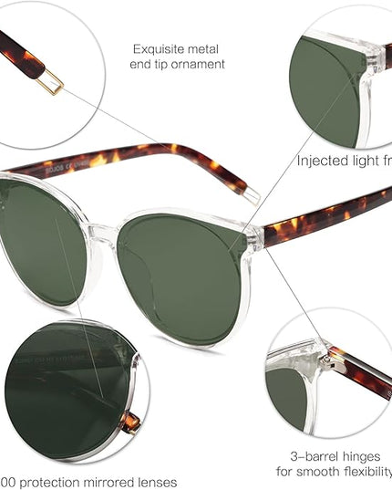 SOJOS Fashion Round Sunglasses for Women Men Oversized Vintage Shades SJ2057