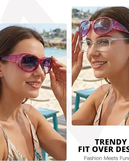 Myiaur Polarized Fit Over Glasses Sunglasses for Women Men, Over Sunglasses with UV400 Protection Anti Glare for Driving