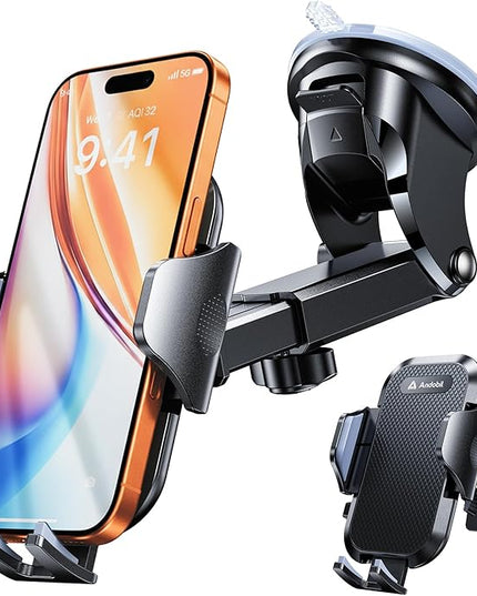 andobil 2026 Military-Grade Car Phone Holder [Upgraded Strongest Suction & Clip] Phone Holders for Your Car, Dashboard Windshield Vent Car Phone Mount for iPhone 17 Pro Max 16 15 14 13 12 Android