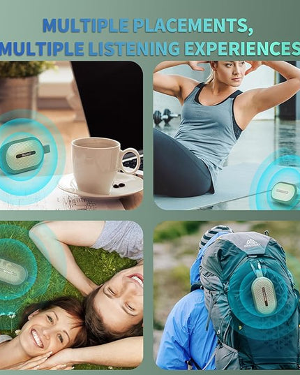 SOWO Wireless Portable Small Speaker, Ultra Magnetic Bluetooth Speaker for Golf Cart, Coverless IP67 Waterproof, 24 H Playtime, Pro Sound, Clip Hanging Design for Outdoor, Indoor - Green