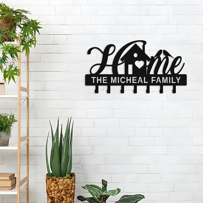 Nygu6Bja Custom Names Key Holder for Wall,Personalized Metal Key Hooks with Name,Decorative Key Rack Hooks for Home,Hallway,Entryway,Front Door,Office,Mother's Day Gift undefined undefined