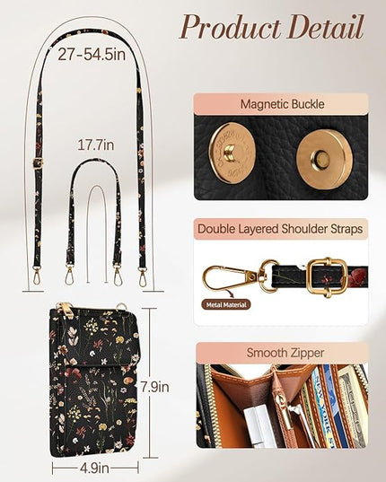 Cute Small Crossbody Purse Cell Phone Bags for Women - Leather Cellphone Wallet Purse with Shoulder Strap