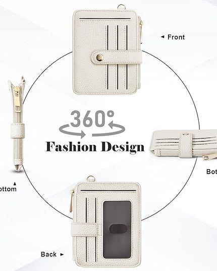 Keychain Wallet with Bracelet RFID Blocking Wristlet Credit Purse Card Holder, Silicone Bead Tassel Key Ring for Women