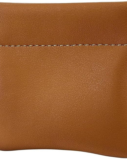 ZYLOXAR Squeeze Coin Purse Genuine Leather Wallet Compact Change Holder Travel Pouch for Women Gift Box (Brown)