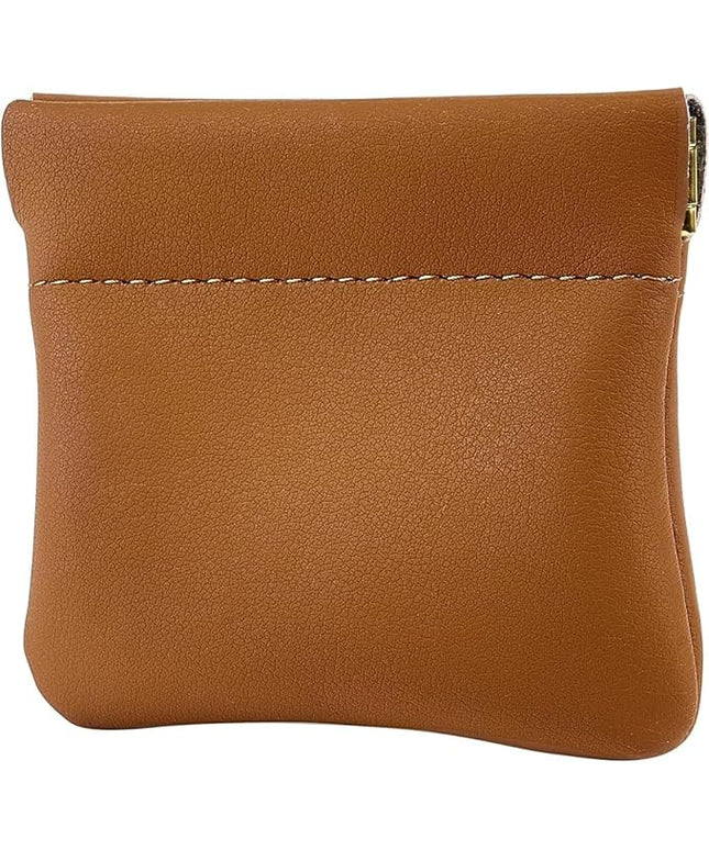 ZYLOXAR Squeeze Coin Purse Genuine Leather Wallet Compact Change Holder Travel Pouch for Women Gift Box (Brown)