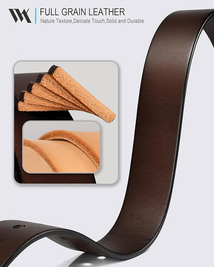 WOLFANT 1.5" Top Full Grain Leather Belt for Men in Gift Box,100% Italian Real Solid Leather