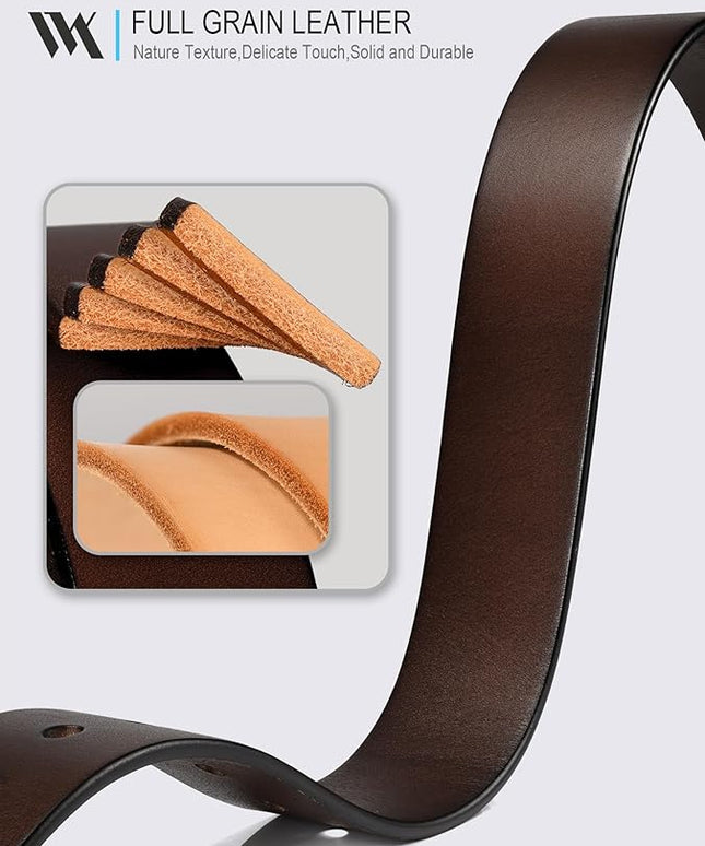 WOLFANT 1.5" Top Full Grain Leather Belt for Men in Gift Box,100% Italian Real Solid Leather