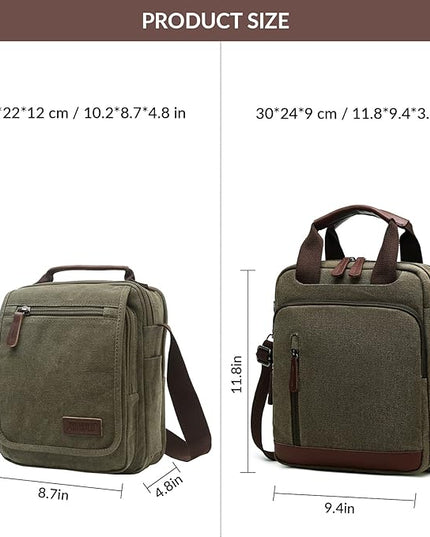 mygreen Small Canvas Crossbody Shoulder Bag Messenger Bag Work Bag