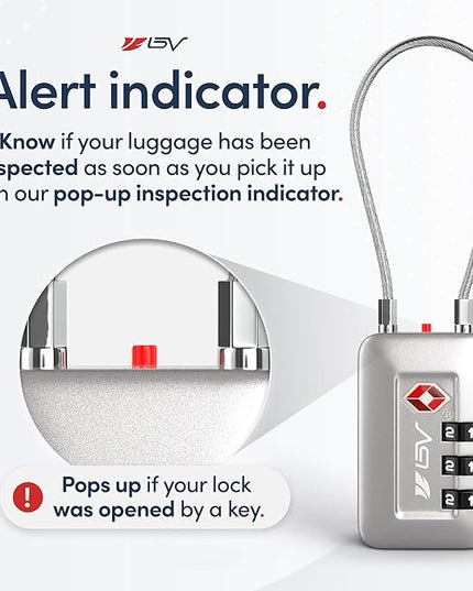 TSA Accepted Luggage Travel Lock, Set-Your-Own Combination Lock for School Gym Locker, Luggage Suitcase Baggage Locks, Filing Cabinets, Toolbox, Case (Silver, 4 Pack)