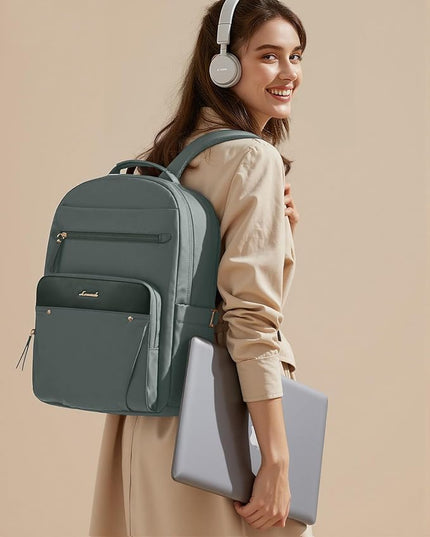 LOVEVOOK Laptop Backpack for Women, 17.3" Work Backpack Purse, Travel Personal Item Bag, Carry On Business Computer Bag, Casual Daypack for Office, School, or Gift, Sage Green