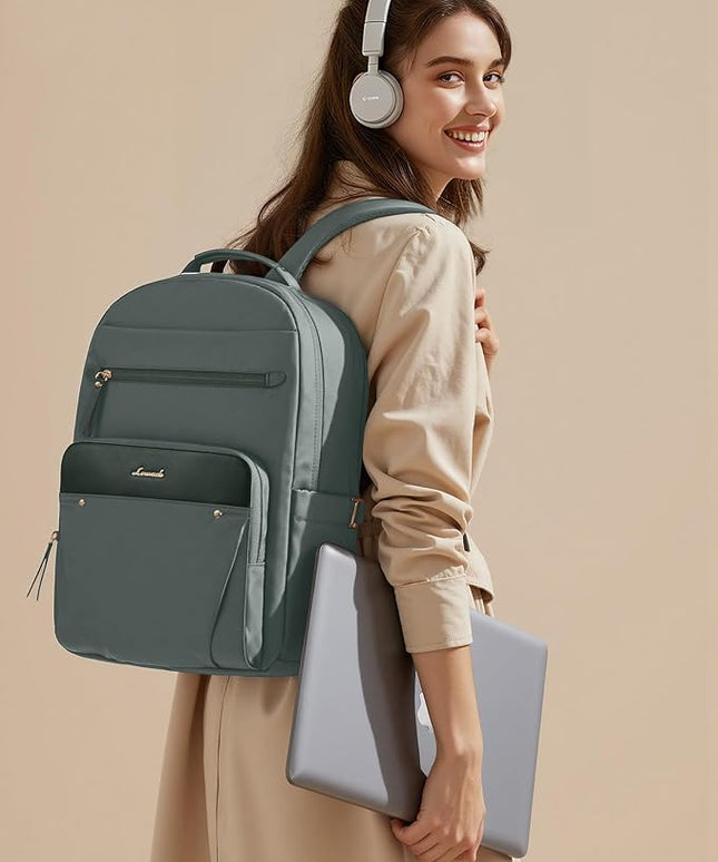 LOVEVOOK Laptop Backpack for Women, 17.3" Work Backpack Purse, Travel Personal Item Bag, Carry On Business Computer Bag, Casual Daypack for Office, School, or Gift, Sage Green