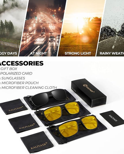 KALIYADI Polarized Sunglasses for Men, Lightweight Sun Glasses with UV Protection for Driving Fishing Golf