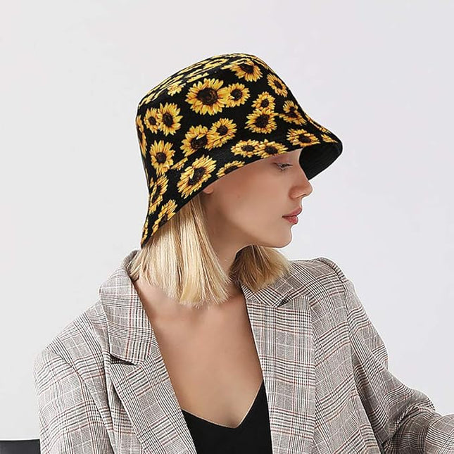 XYIYI Cute Bucket Hat Beach Fisherman Hats for Women, Reversible Double-Side-Wear