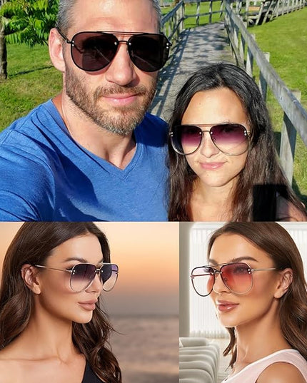 Trendy Oversized Aviator Sunglasses Womens, Retro Cute Big Shades Women's Fashion Sun Glasses UV Protection VF2203