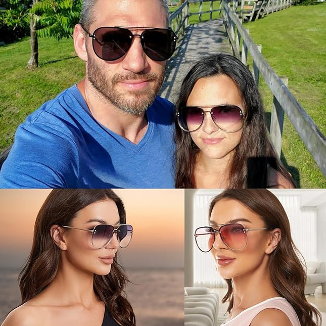 Trendy Oversized Aviator Sunglasses Womens, Retro Cute Big Shades Women's Fashion Sun Glasses UV Protection VF2203