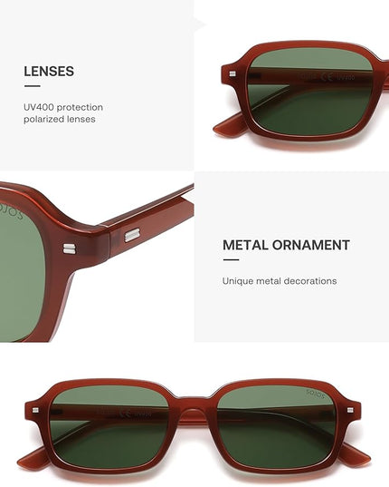 SOJOS Trendy Rectangle Polarized Sunglasses Womens Mens, Small Retro Fashion Thin Slim Square Sunnies SJ2610