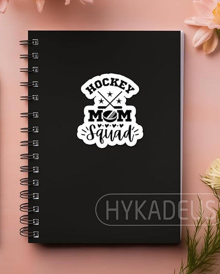 (3PCS) Hockey Mom Stickers – Hockey Mom Squad Vinyl Decals Waterproof for Laptop, Water Bottle, Tumbler, Phone – Hockey Gift for Moms, Mama, Mother – Size 3" x 2.7"