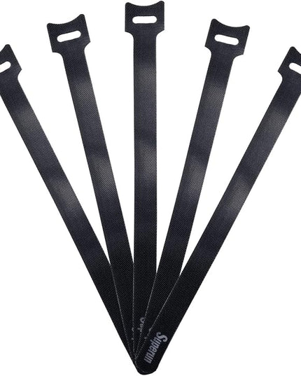 Superun 50 Pcs Black 10 Inch Fastening Cable Ties Reusable Cord Organizer, Adjustable Hook and Loop Wire Wrap Cable Management