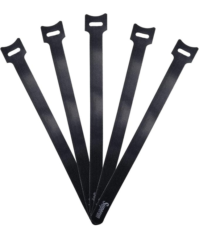 Superun 50 Pcs Black 10 Inch Fastening Cable Ties Reusable Cord Organizer, Adjustable Hook and Loop Wire Wrap Cable Management