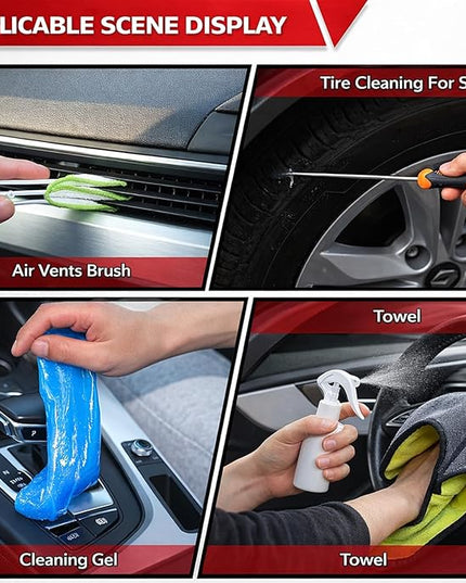 GASLIKE 63PCS Car Wash Cleaning Kit,Car Wash Brush with Long Handle,Car Detailing Kit with Foam Gun,Car Cleaning Supplies,Handheld Vacuum, Car Detailing Kit (63PCS)