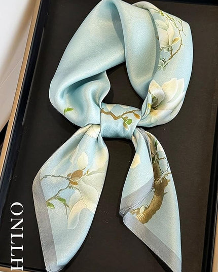 100% Mulberry Silk Scarf for Women Hair Lightweight Square Neckerchief Wrap For Head Scarves 21"