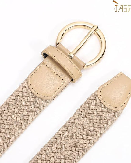 JASGOOD Women Men Braided Woven Elastic Stretch Belt Golf Canvas Casual Belt for Jeans Pants
