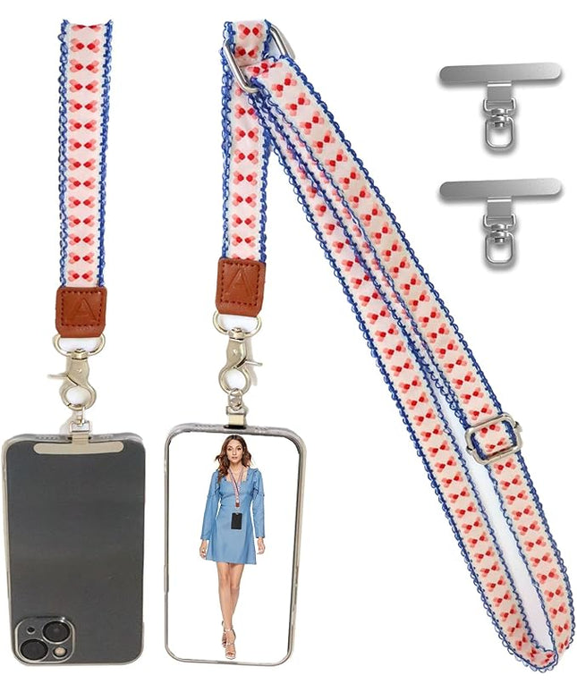 LEMEDE Wrist Keychain and Adjustable Phone Lanyard, Silver Hook Phone Crossbody Strap with 360° Rotating Phone Pads