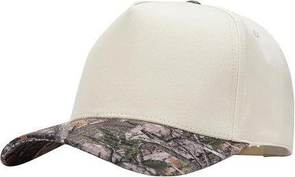 Vintage Trendy Trucker Hat, Structured 5-Panel Snapback Hat, Adjustable Cotton Solid or 2-Tone Baseball Cap Men Women
